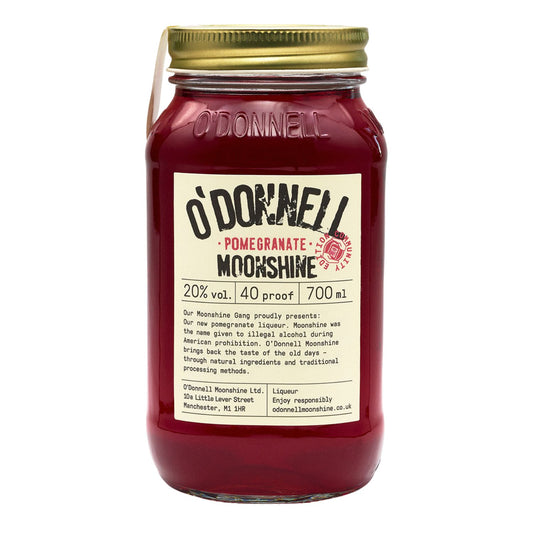 O'Donnell Moonshine Pomegranate 700ml Pot op een witte achtergrond