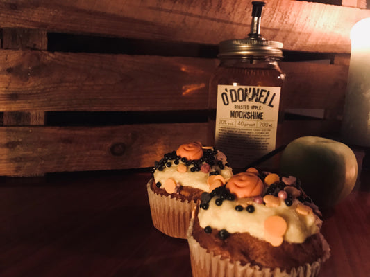 Roasted Apple Moonshine Cupcakes