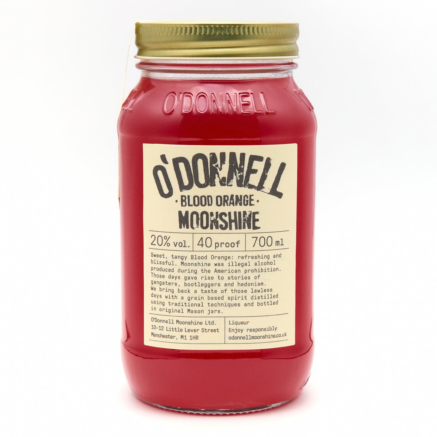 O'Donnell Blood Orange 700ml Maneschijn op een witte achtergrond