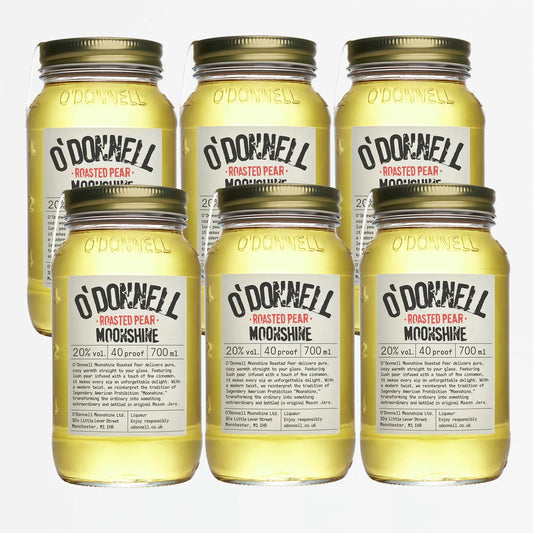 O’Donnell Moonshine Roasted Pear 20% vol. – set van 6 × 700ml Mason Jars