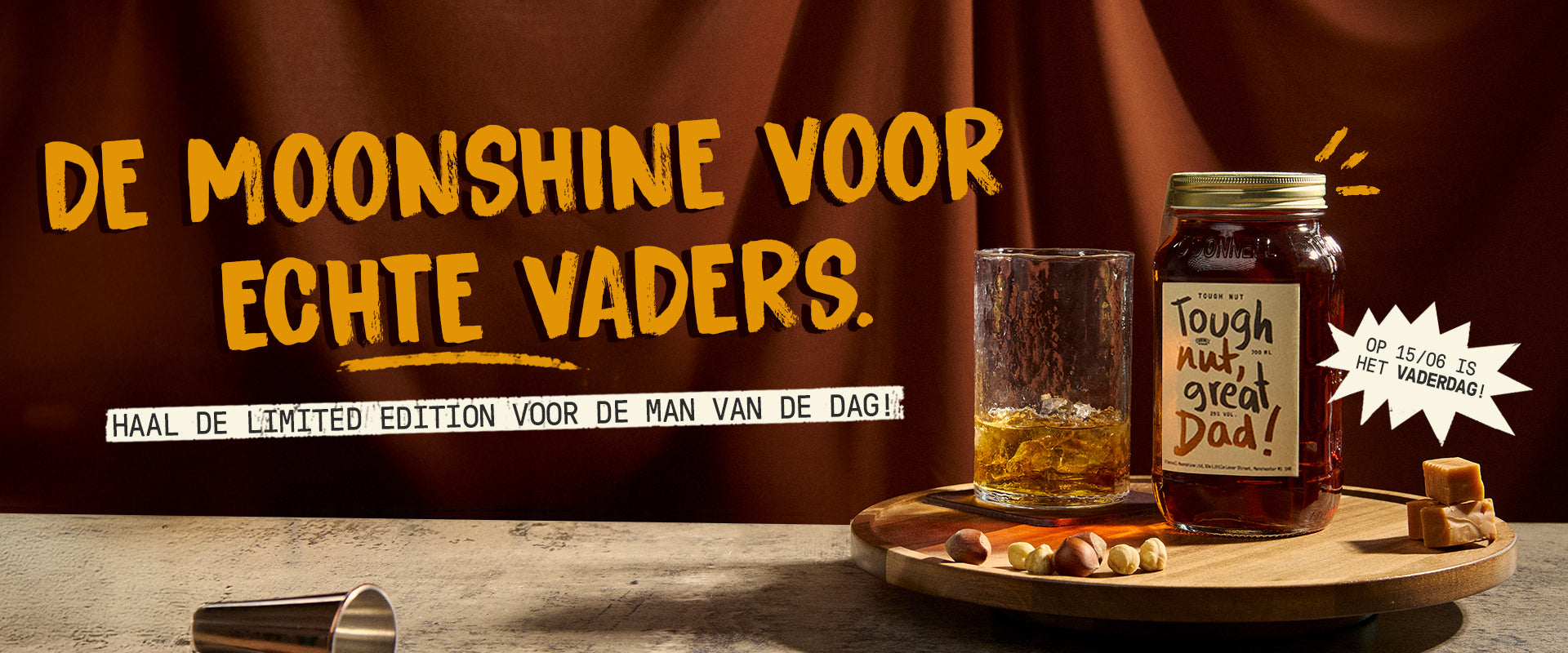 De moonshine voor echte vaders. haal de limited edition voor de man van de dag