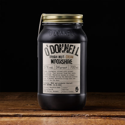 O’Donnell Moonshine Tough Nut Cream 17% vol. in een 700ml Mason Jar – productfoto