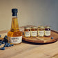 Blueberry moonshine x whisky naast een klassieke smakelijke set van 4 50ml moonshines
