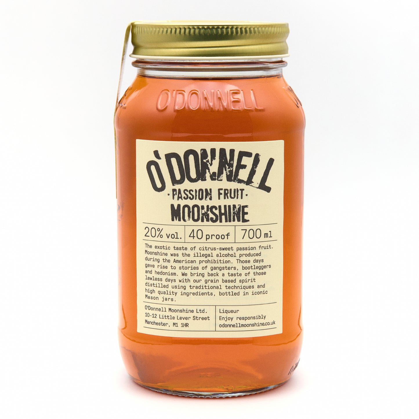 O'Donnell Passion Fruit 700ml Maneschijn op een witte achtergrond