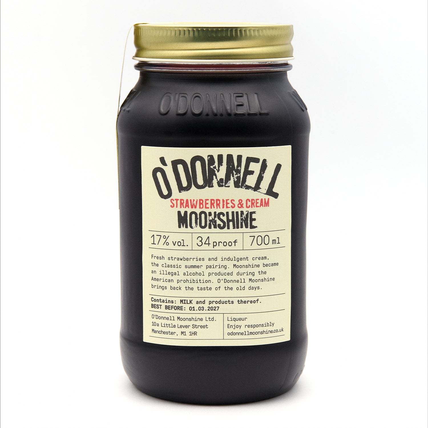 O'Donnell Strawberries & Cream 700ml Maneschijn op een witte achtergrond