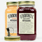 O'Donnell Moonshine Cherry & Peach Bundle, twee jars met schenktuit freigesteld op witte achtergrond